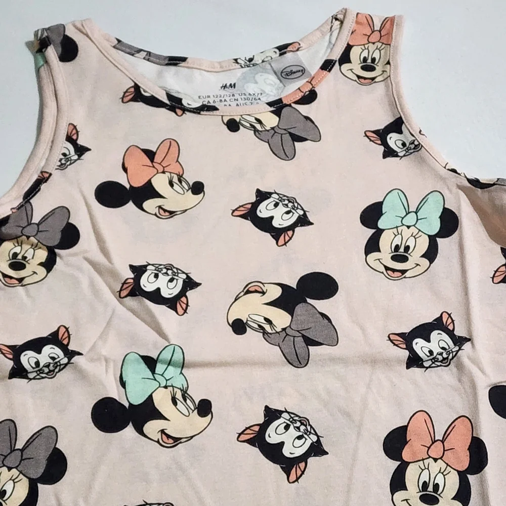 H&M Disney Girls Minnie Mouse & Figaro Printed Cotton Tank Top Dress Size 6x NEW